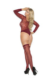 Sheer Burnout Long Sleeve Teddy Burgundy Q/s