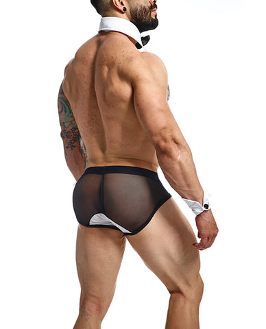 Male Basics Mob Maitre D Brief, Bow & French Cuffs Black/white Md