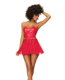 Wet Look Two In One Babydoll Red LG