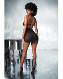 Mesh & Lace Two In One Teddy W/detachable Skirt Black S/m