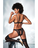 Mesh Cut Out Top & Crotchless Panty Black L/xl