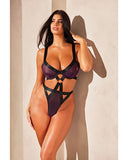Jade Underwire High Leg Strappy Teddy Dark Iridescent/black Md