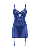 Kehlani Underwire Babydoll w/Detachable Garters & G-String - Cobalt Blue 1X/2X