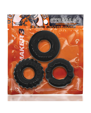 Oxballs Bonemaker 3 Pack Cockring Kit - Black