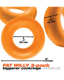 Oxballs Fat Willy 3 Pack Jumbo Cock Rings - Orange