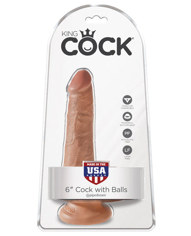 King Cock 6" Cock w/Balls - Tan