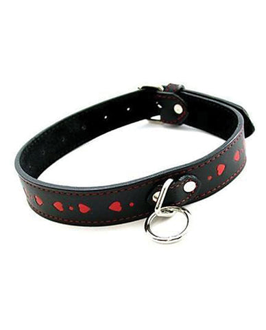 Plesur Pvc Collar W-hearts - Black-red