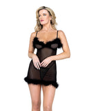 Afterhours Maribou & Mesh Chemise Black SM