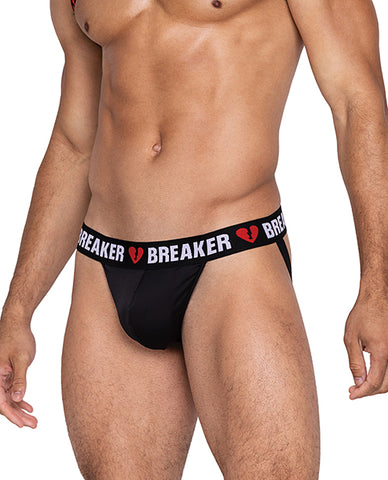 Heartbreaker Jockstrap w/Contoured Pouch & Elastic Rear Straps Black/Red XL