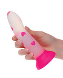 Glow Stick Heart Suction Cup Glow-in-the-Dark Dildo - Pink