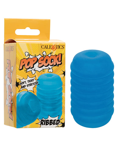 Pop Sock Ribbed Masturbator - Blue