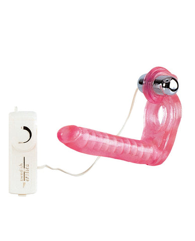 The Ultimate Triple Stimulator Flexible Dong w/Cock Ring - Pink