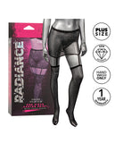 Radiance One Piece Garter Skirt W/thigh Highs - Black Plus Size