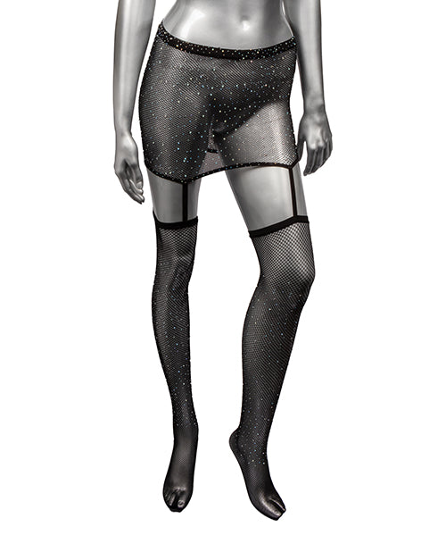 Radiance One Piece Garter Skirt W/thigh Highs - Black Plus Size