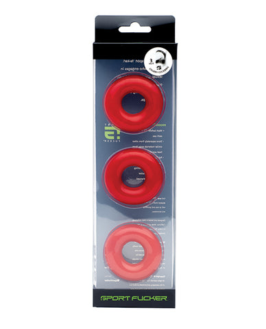 Sport Fucker Chubby Cockring Pack of 3 - Red