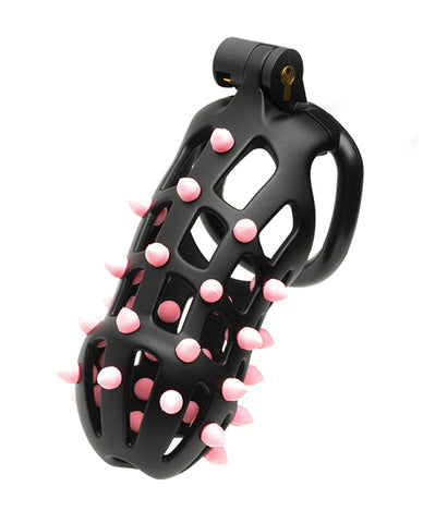 Sport Fucker Cellmate FlexiSpike Chastity Cage - Size 4 Black/Pink