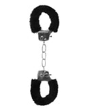 Shots Ouch Black & White Beginner's Furry Hand Cuffs - Black