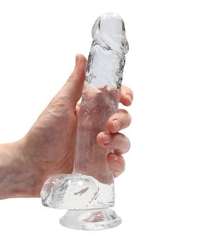 Shots RealRock Realistic Crystal Clear 8" Dildo w/Balls - Transparent Clear