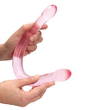 Shots RealRock Crystal Clear 17" Double Dildo  - Pink