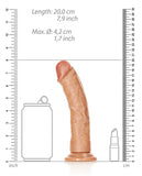 Shots RealRock Realistic 7" Curved Dildo - Tan