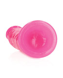 Shots RealRock 6" Slim Dildo Glow in the Dark - Neon Pink