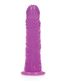 Shots RealRock 6" Slim Dildo Glow in the Dark - Neon Purple