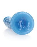 Shots RealRock 9" Slim Dildo Glow in the Dark - Neon Blue