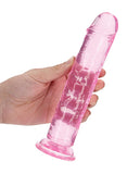 Shots RealRock Crystal Clear 8" Straight Dildo w/Suction Cup - Pink