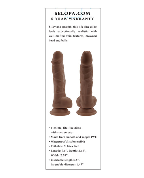 Selopa 6 Inch Lifelike Dildo - Dark