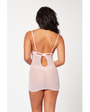 Floral Mesh Chemise & G-string Pink Lg