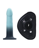 VeDO Duo Silicone Dildo w/Harness - Turquoise/Black