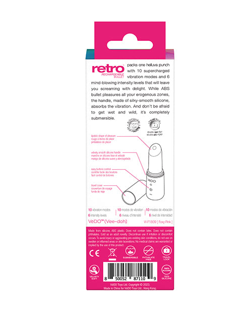 Vedo Retro Rechargeable Bullet Lip Stick Vibe - Pink