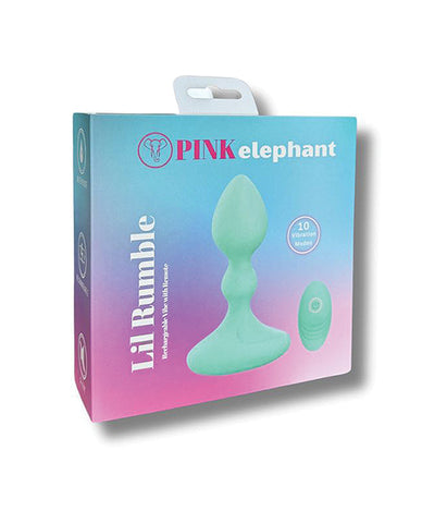 Pink Elephant Lil Rumble Rechargeable Vibe w/Remote - Aqua