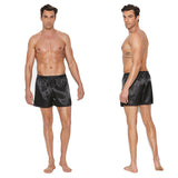 Elegant Moments Charmeuse Satin Unisex Boxer Short-Black Small-Hanging