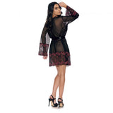 Barely B Lace Trim Sheer Robe Blk