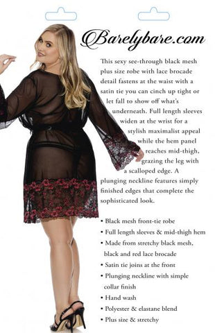 Barely B Lace Trim Sheer Robe Ps Blk