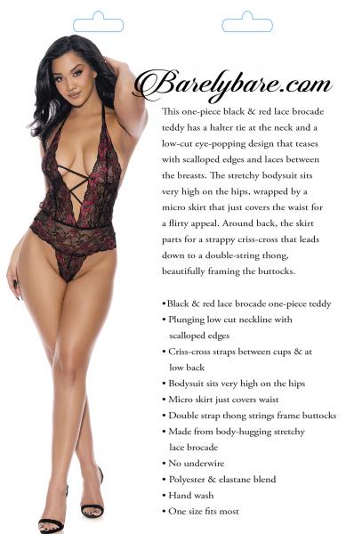 Barely B Strappy Plunging Teddy Blk