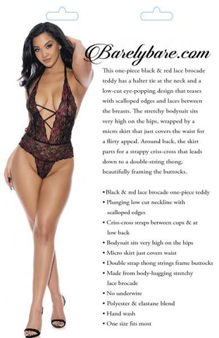 Barely B Strappy Plunging Teddy Blk