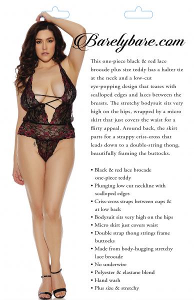 Barely B Strappy Plunging Teddy Ps Blk