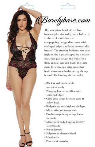 Barely B Strappy Plunging Teddy Ps Blk