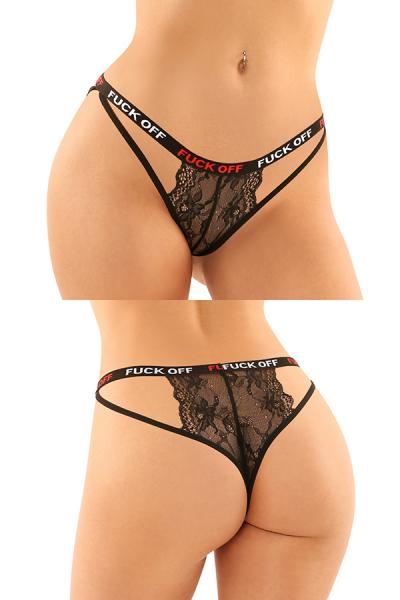 Vibes Fuck Off Panty & Thong 2pk Black S/m