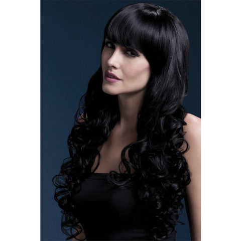 Fever Smiffys Isabelle Wig Soft Curl With Fringe-Black 26"-Boxed