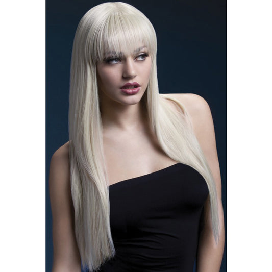 Fever Smiffys Jessica Wig Long Straight & Fringe-Blonde 26"-Boxed