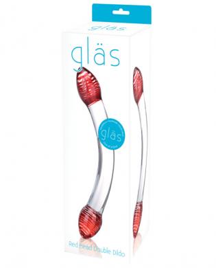 Red Head Glass Double Dildo