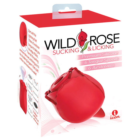 Wild Rose & Tongue Rechargeable Silicone Suction Vibrator