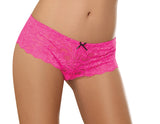 Open Crotch Lace Boy Short - Small - Hot Pink