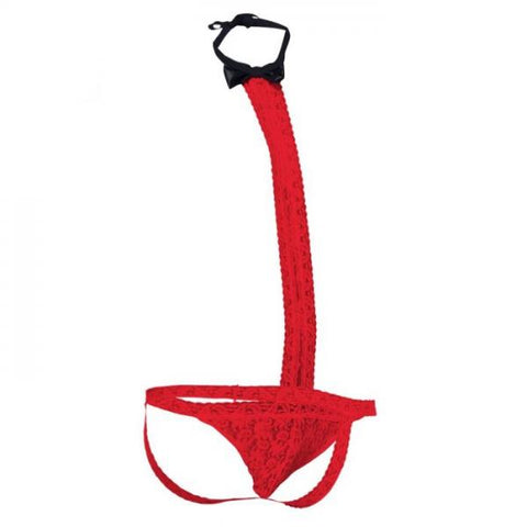 Mob Tuxedo Lace Thong Red S/m