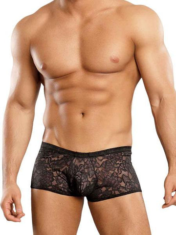 Male Power Mini Shorts Stretch Lace Black XL