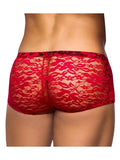 Mini Shorts Stretch Lace Large Red