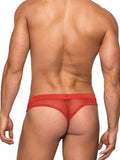 Male Power Hose Mesh Thong Red L/XL